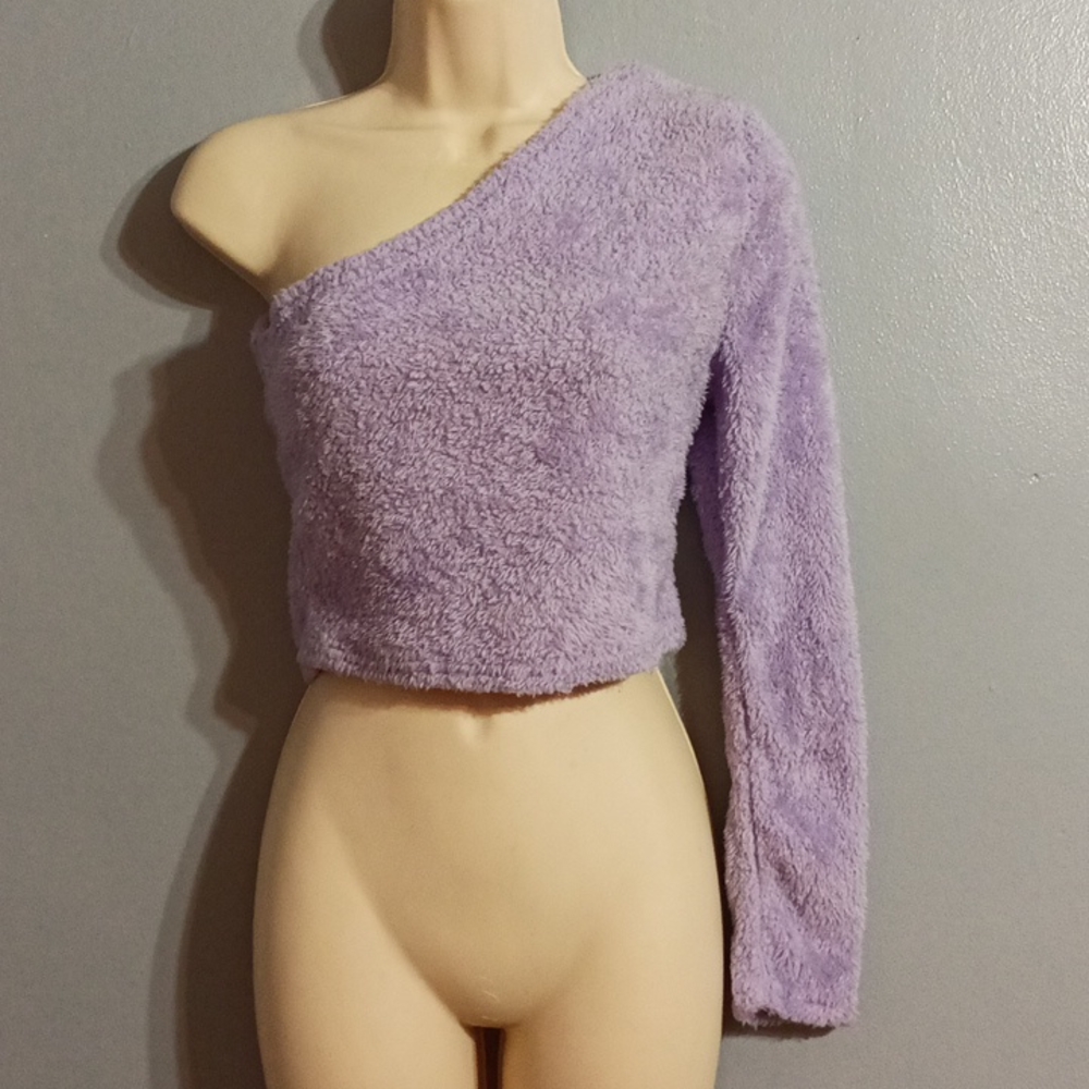 Purple soft one cold shoulder blouse
